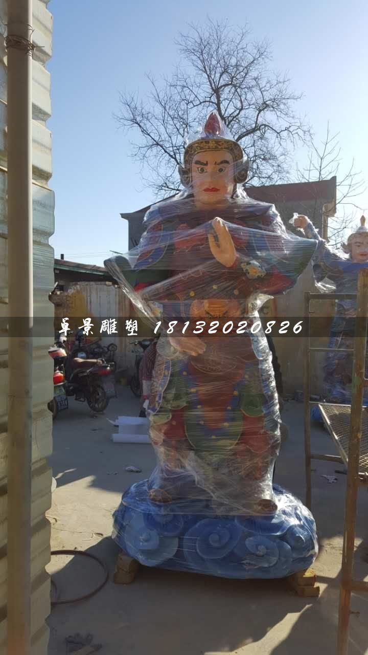 彩繪韋陀雕塑，玻璃鋼神仙雕塑