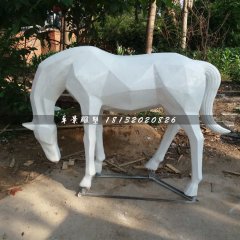 抽象白馬雕塑，公園玻璃鋼馬雕塑