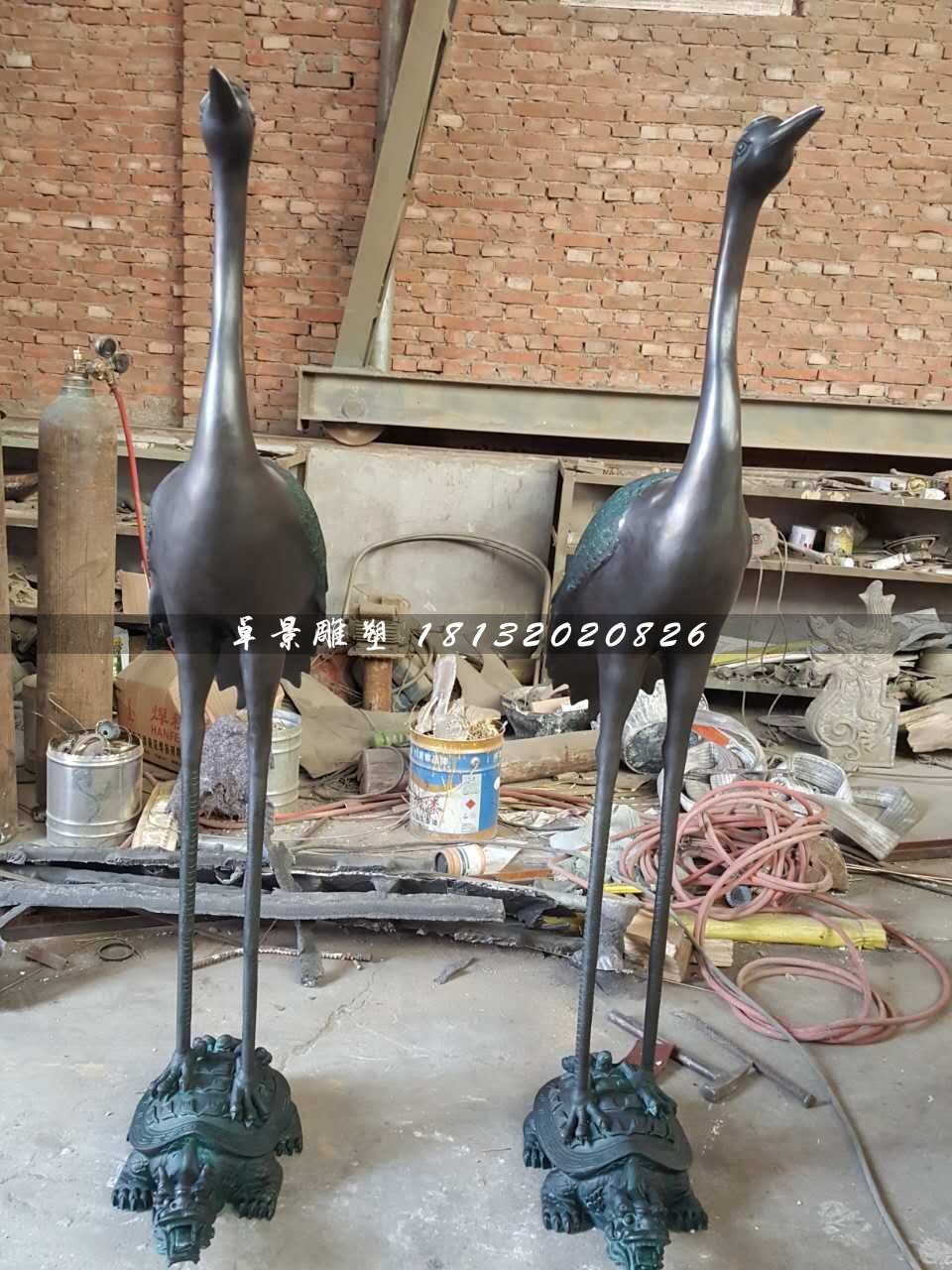 龜鶴延年銅雕，仙鶴銅雕