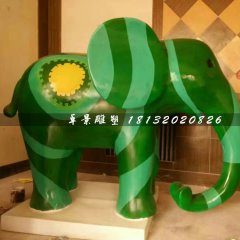 卡通小象雕塑，玻璃鋼彩繪動(dòng)物雕塑