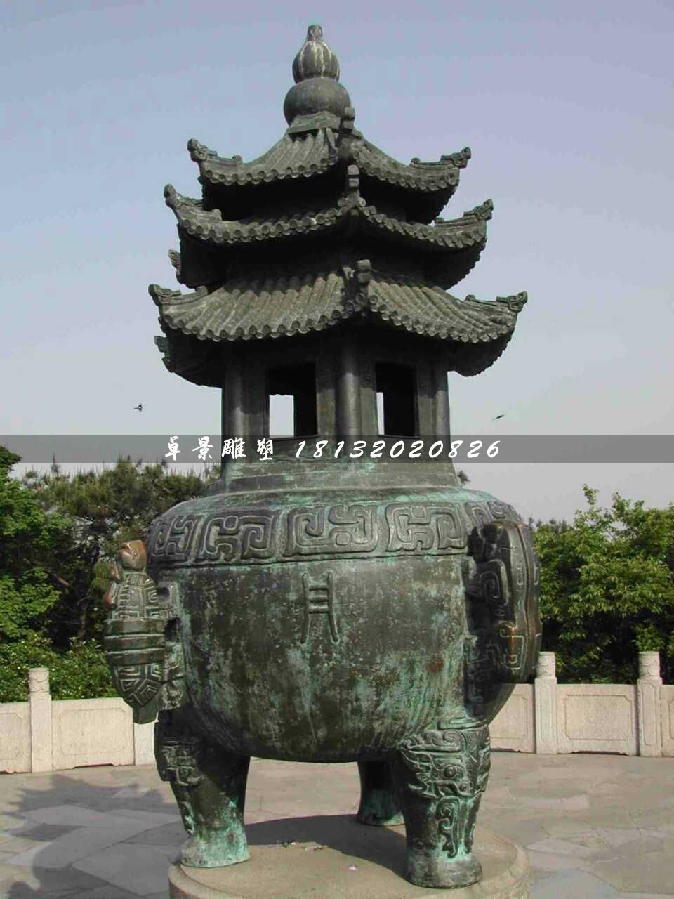 青銅香爐雕塑,寺廟香爐雕塑