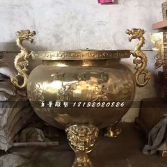 銅雕香爐，寺廟三足香爐銅雕