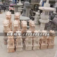 小型麒麟石雕，晚霞紅麒麟雕塑