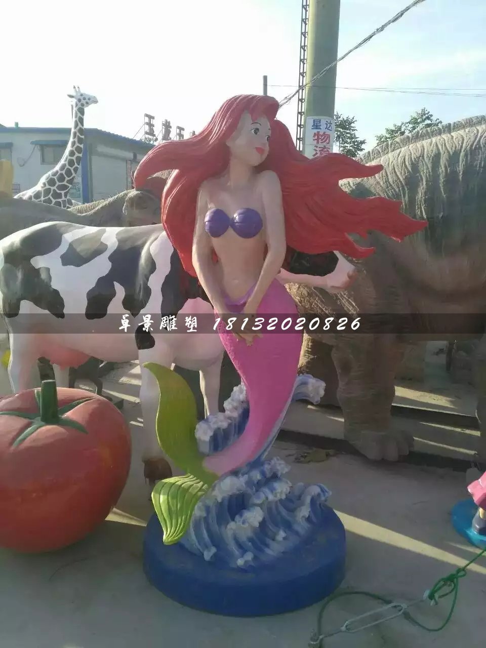 美人魚雕塑，玻璃鋼卡通雕塑