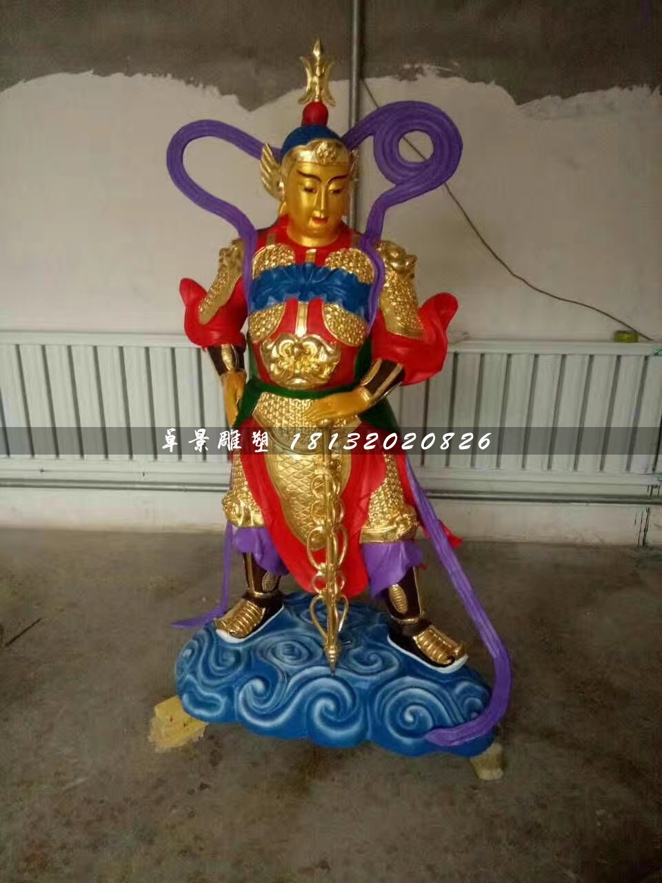 玻璃鋼彩繪韋陀菩薩，寺廟神仙雕塑