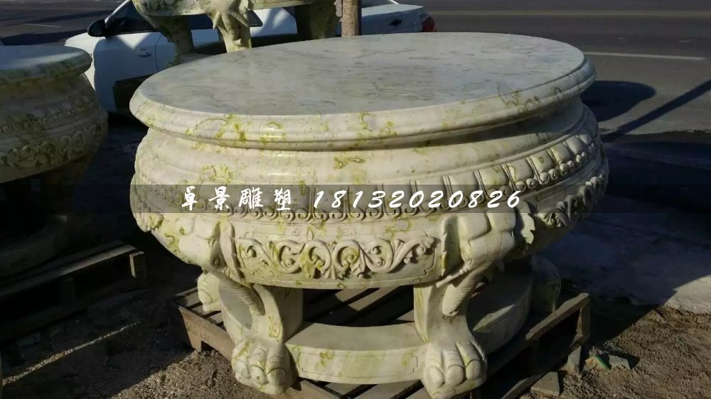 大理石圓桌，公園圓桌雕塑 (2)