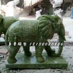 大象石雕，大理石大象