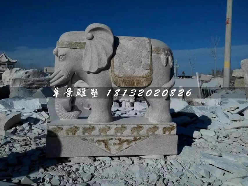 大象石雕，大型動物石雕 (2)