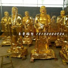 十八羅漢銅雕，貼金佛像銅雕