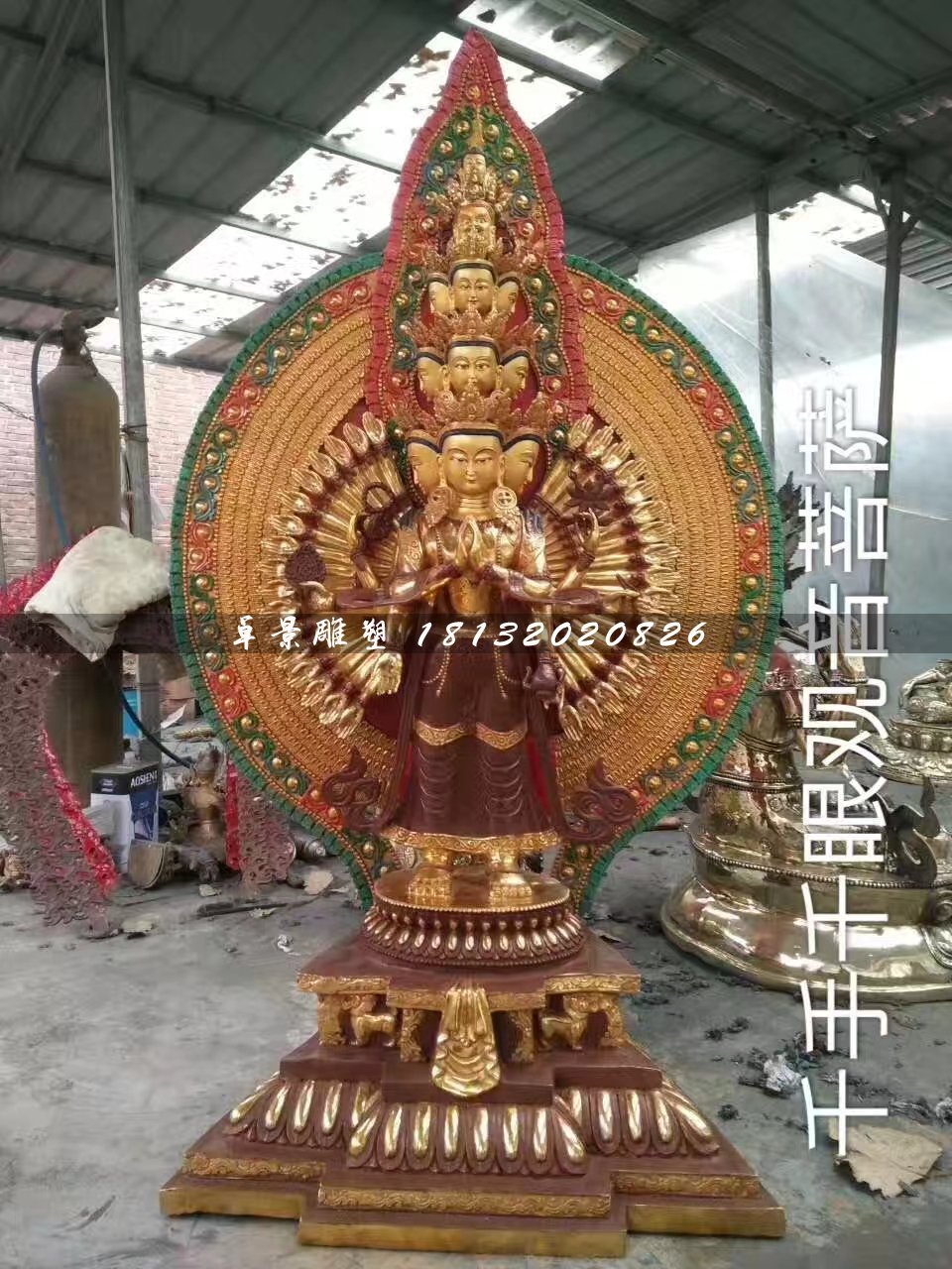 千手千眼觀音菩薩銅雕，寺廟銅佛像
