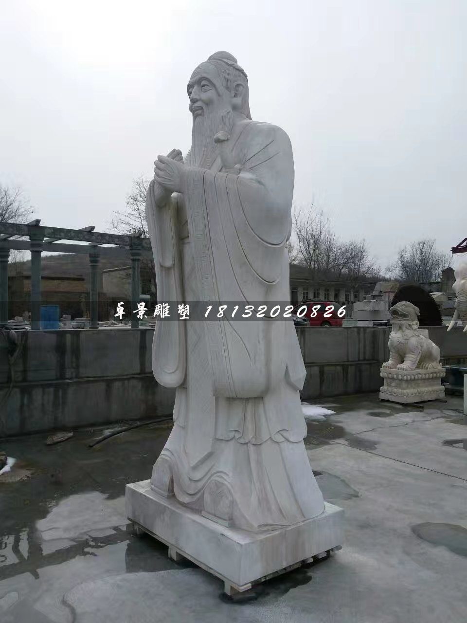 石雕孔子，大理石古代名人石雕 (2)