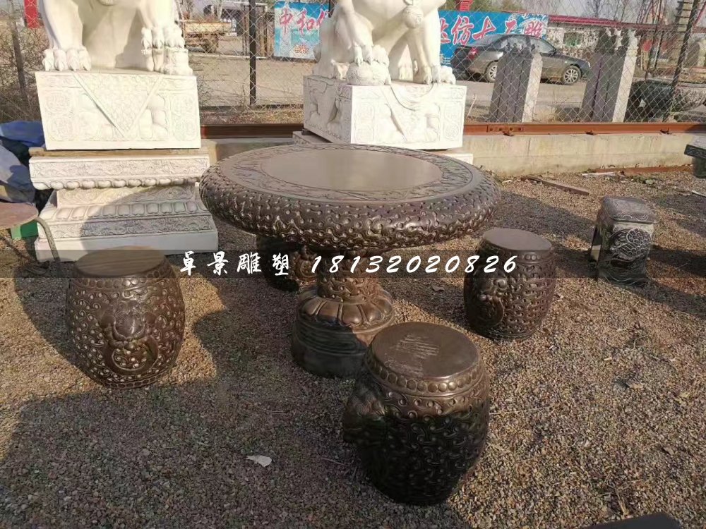 石桌椅，圓桌圓凳石雕