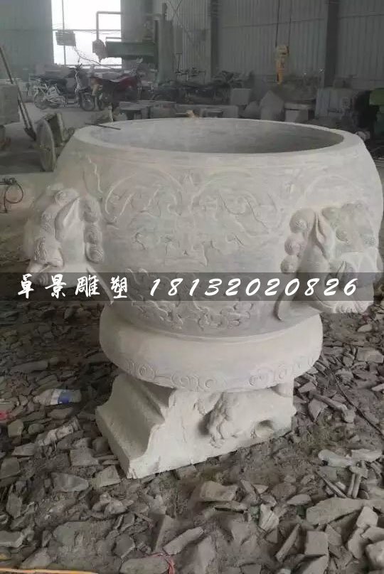 水缸石雕，大理石仿古水缸