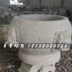 水缸石雕，大理石仿古水缸