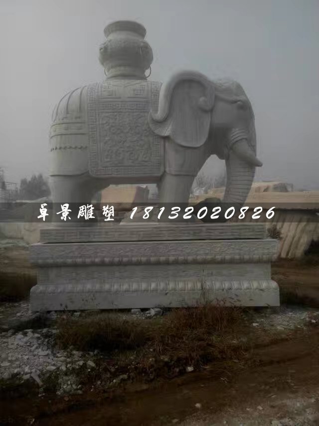 漢白玉大象石雕，馱寶大象石雕 (2)