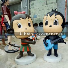 卡通小猴子雕塑，玻璃鋼商場(chǎng)雕塑