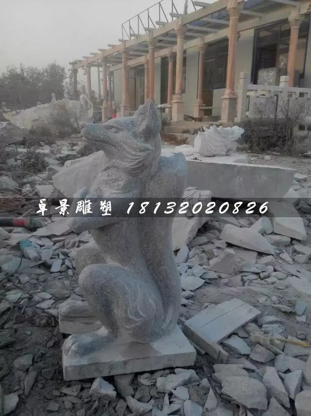 狐貍石雕，大理石動(dòng)物雕塑 