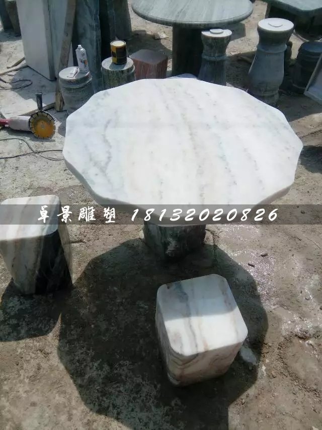 大理石桌子雕塑，公園桌椅石雕