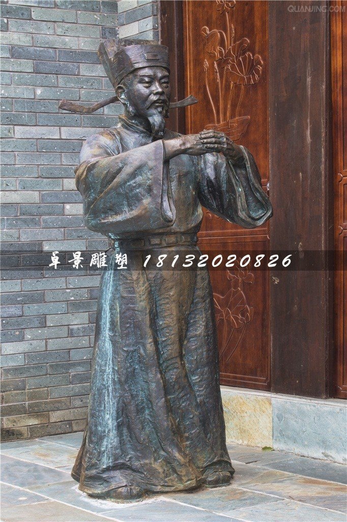 古代官員作揖銅雕，街邊人物銅雕