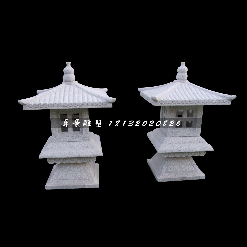 仿古宮燈石雕，公園小型石燈 (1)