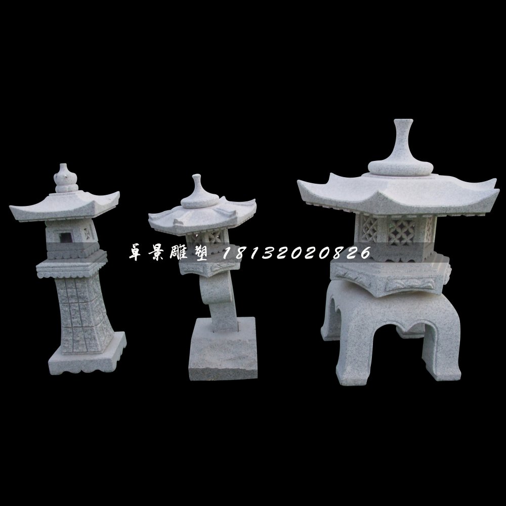 仿古宮燈石雕，公園小型石燈 (3)