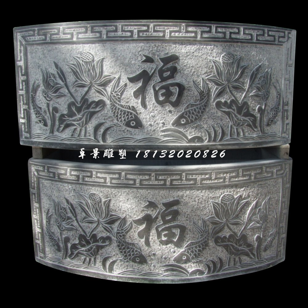青石水缸雕塑，仿古石雕