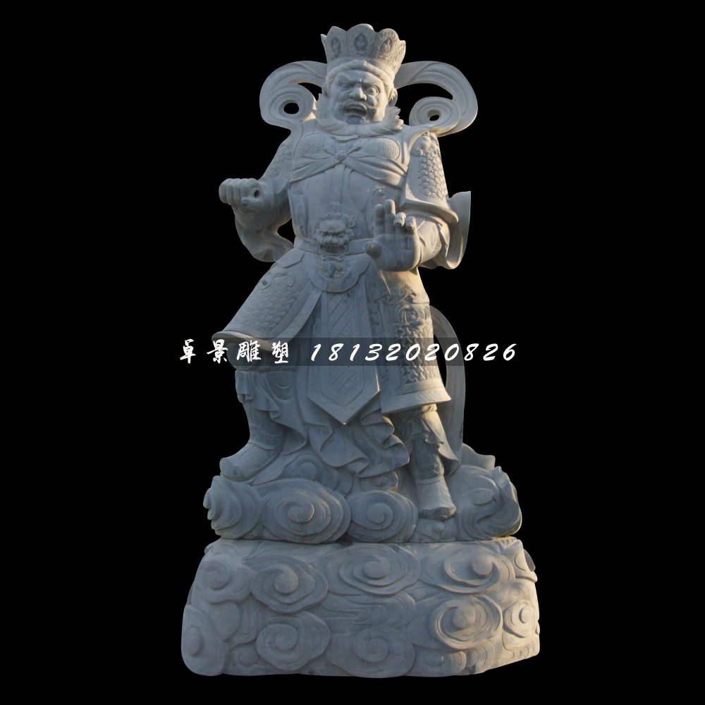 青石四大天王雕塑，石雕神仙 (2)