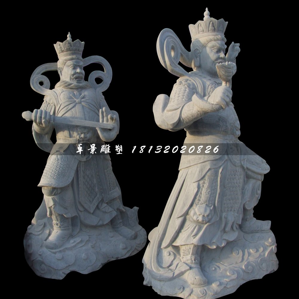 青石四大天王雕塑，石雕神仙