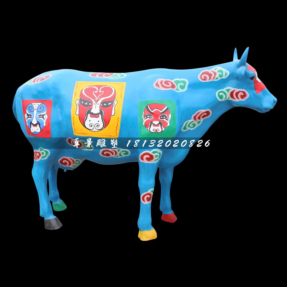 彩繪牛雕塑，玻璃鋼動(dòng)物雕塑 (5)