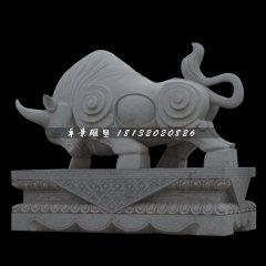 大理石牛雕塑，拓荒牛石雕