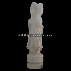 立式觀音石雕，三面觀音石雕