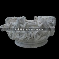 龍浮雕水缸，仿古石水缸