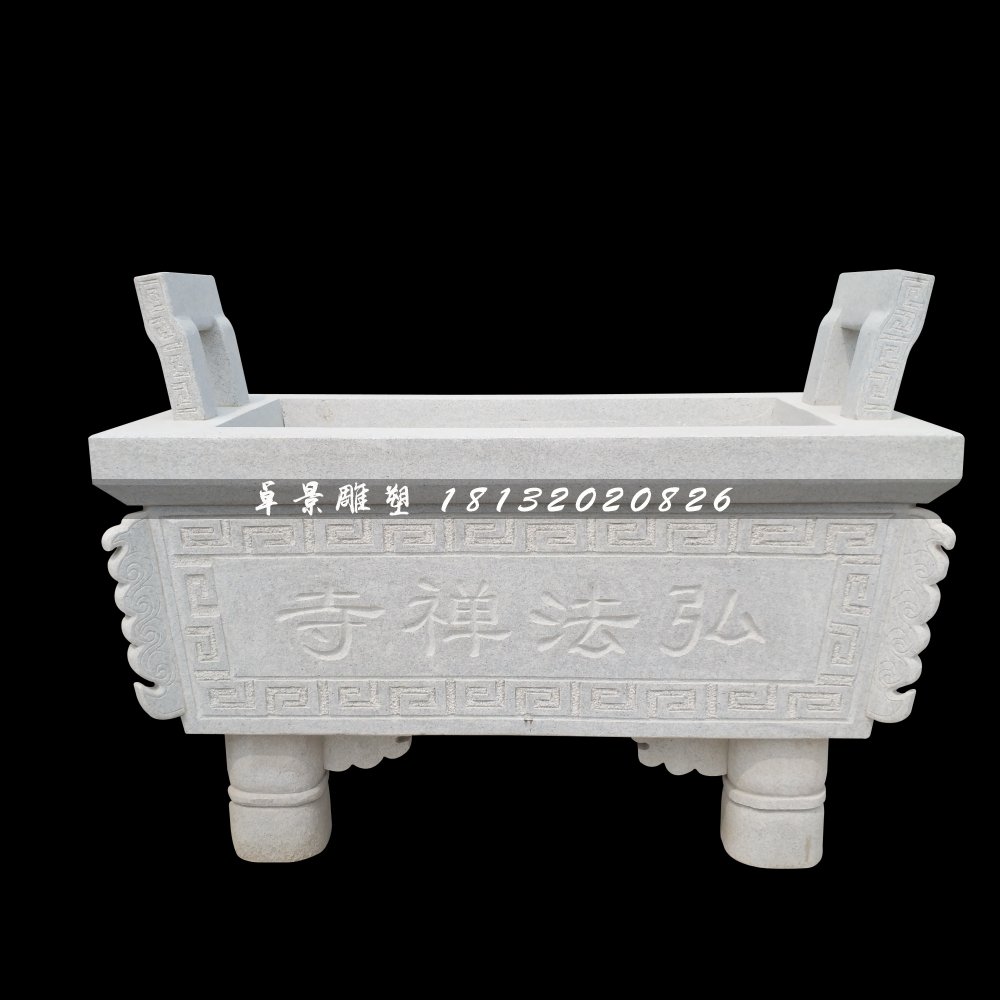 寺廟香爐石雕，方形石香爐