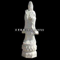 觀音菩薩石雕，漢白玉立式觀音