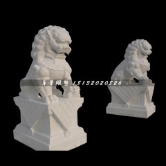 石獅子，石雕動物雕塑