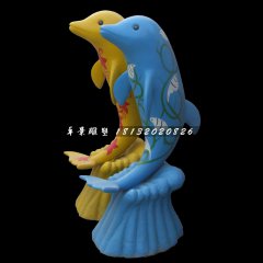卡通海豚雕塑，玻璃鋼彩繪動(dòng)物