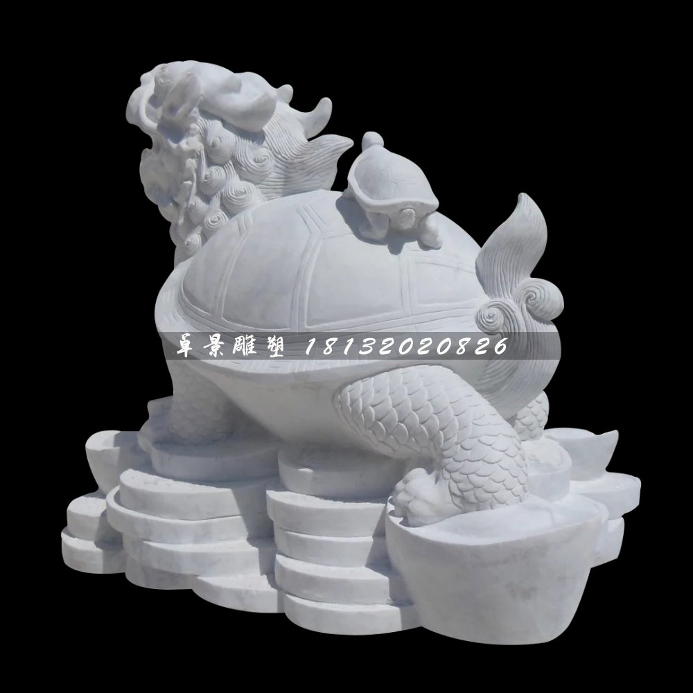 龍龜石雕，漢白玉神獸雕塑