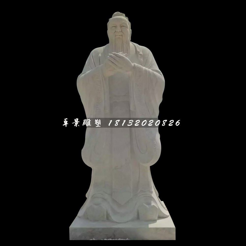 廣場名人石雕，校園孔子雕塑