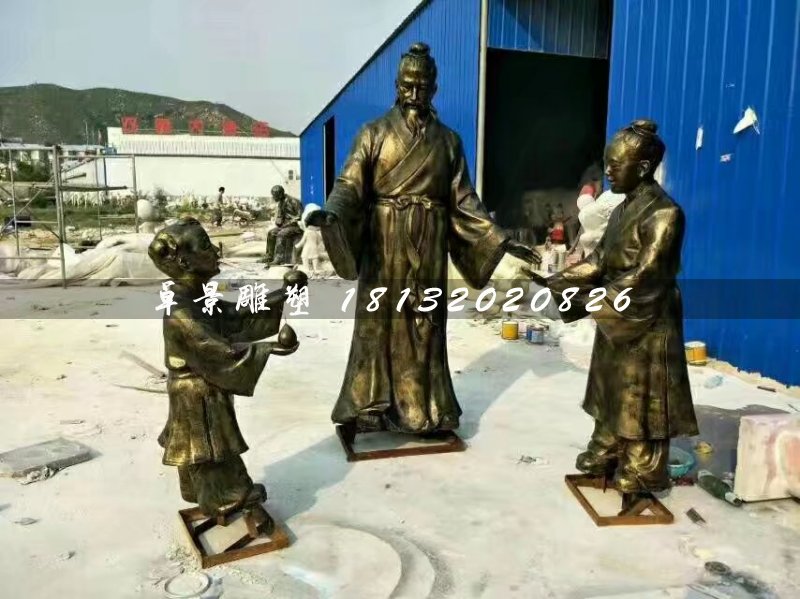 孔融讓梨雕塑，玻璃鋼仿銅人物 (2)