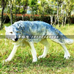 狼雕塑，玻璃鋼仿真動物雕塑