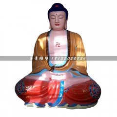 玻璃鋼坐式如來佛雕塑，彩繪佛像雕塑