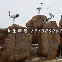 仿真仙鶴雕塑，玻璃鋼動物雕塑