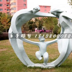 抽象人物石雕，公園天倫之樂石雕