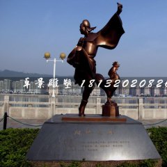 聞雞起舞銅雕，古代人物銅雕