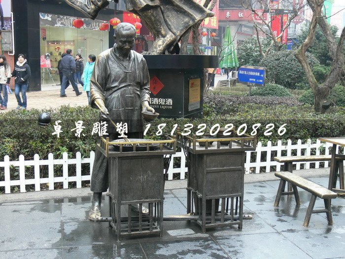 溫酒銅雕，街頭景觀銅雕