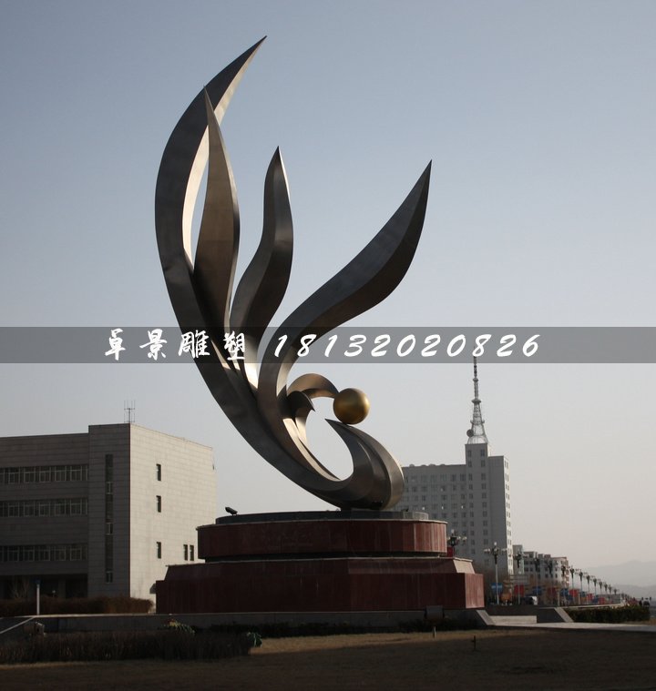 抽象鳳凰雕塑,不銹鋼廣場雕塑