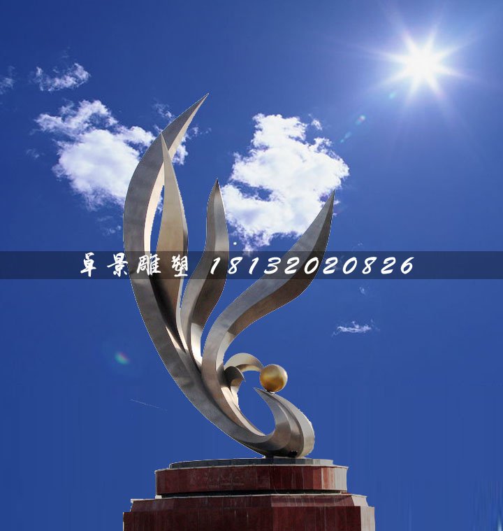 抽象鳳凰雕塑,不銹鋼廣場雕塑 (2)