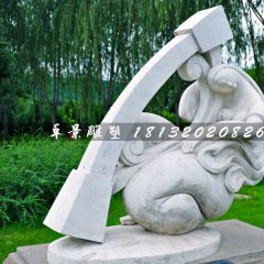 彈豎琴石雕，公園抽象人物石雕