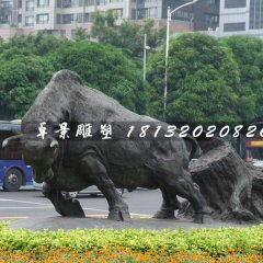 開(kāi)荒牛銅雕，動(dòng)物銅雕