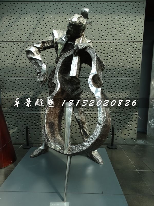 拉大提琴雕塑，不銹鋼景觀雕塑